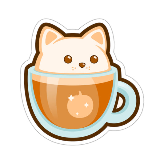 Cafe Cat Sticker | Pumpkin Spice Latte