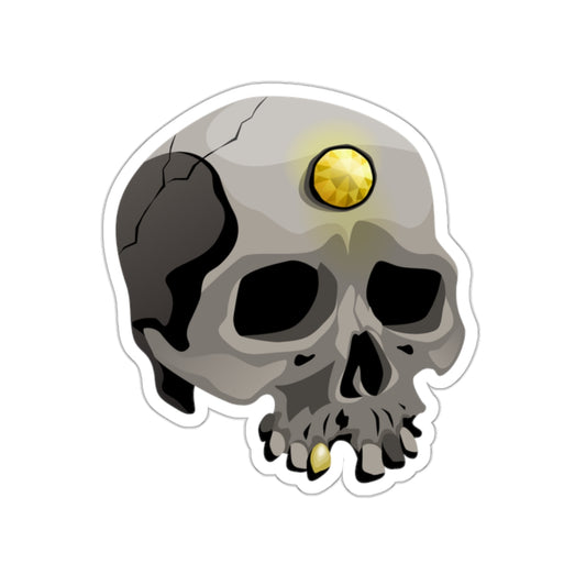 Chipped Skull Sticker | Topaz Gem