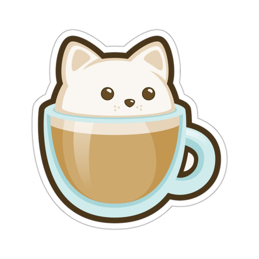 Coffee Cat Sticker | 3D Latte Cat Art