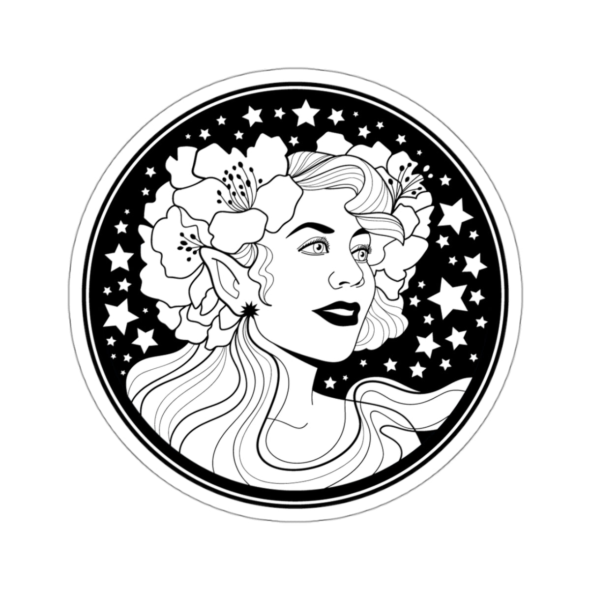 Empress Fairy Ink Style Fae Illustration Sticker 3" x 3"