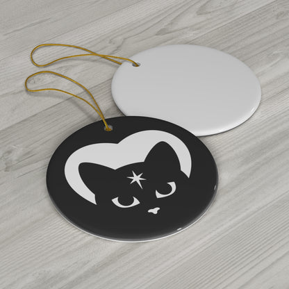 Celestial Cat Ceramic Ornament