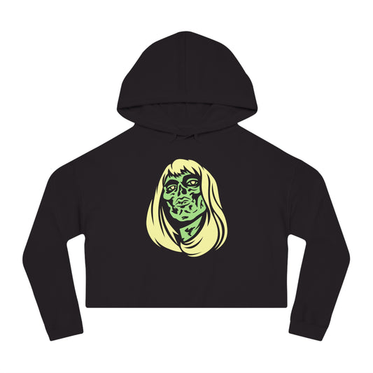 Zombie Horror Girl Cropped Hooded Sweatshirt