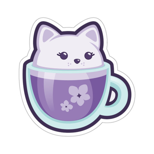 Cafe Cat Sticker | Lavender Latte