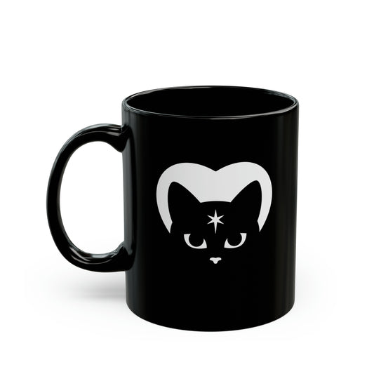 Celestial Cat Black Mug (11oz)