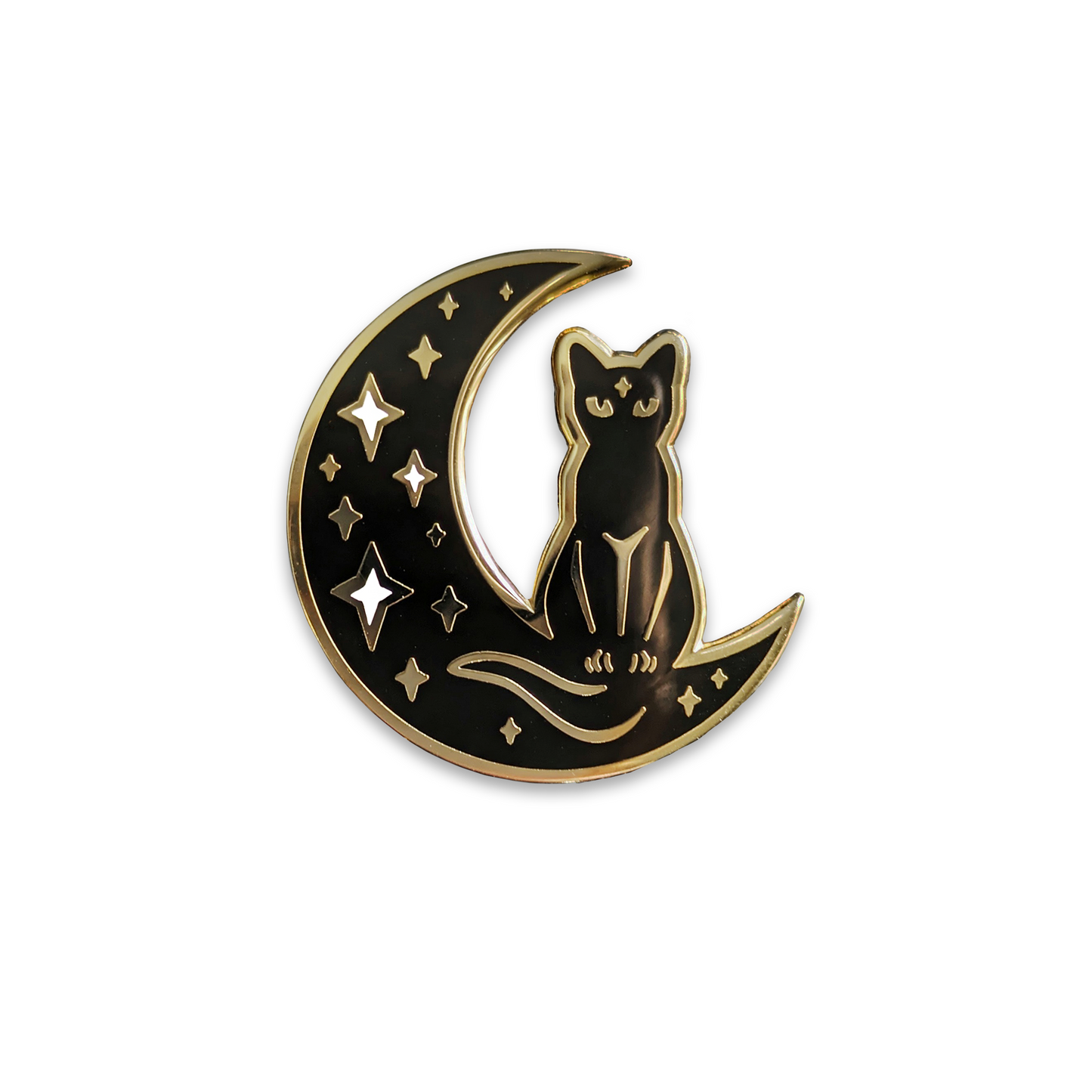 Celestial Cat Crescent Moon Enamel Pin