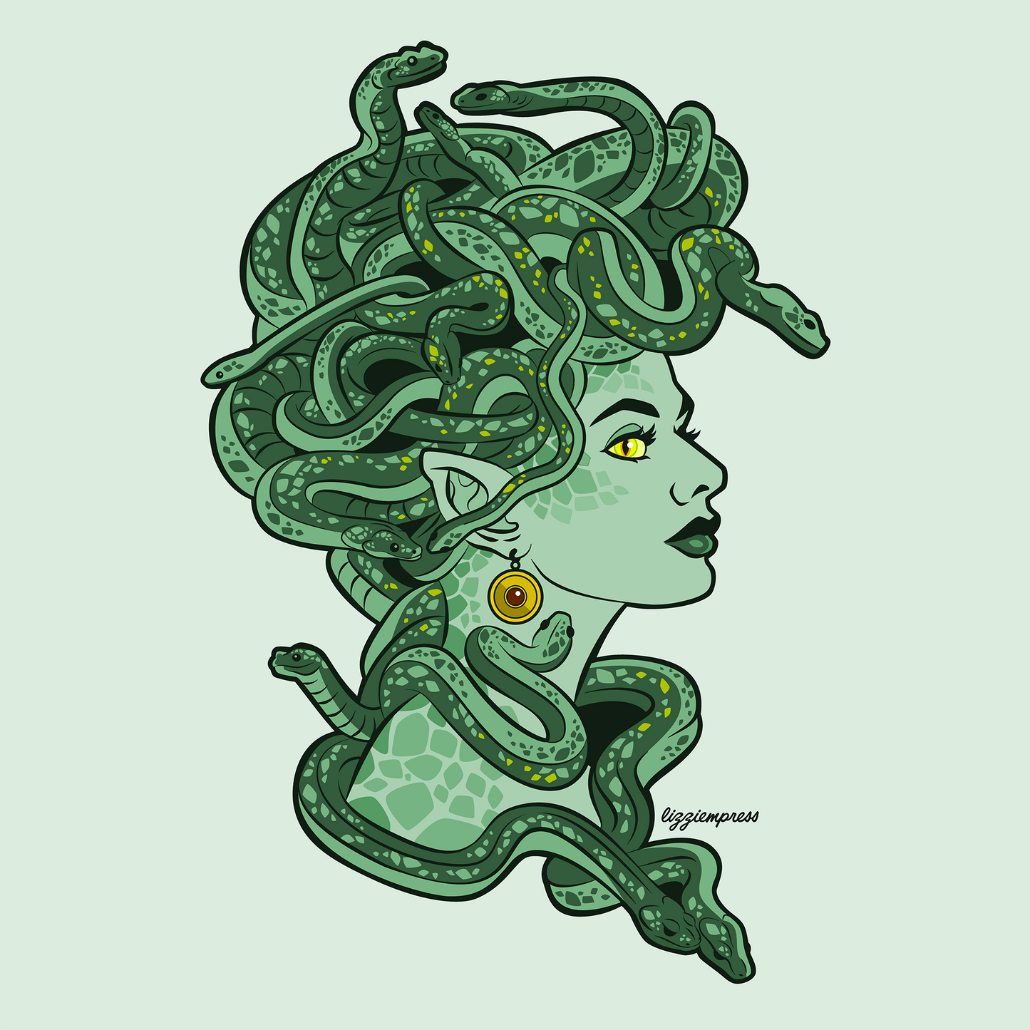 Absinthe Green Medusa Sticker (3x3 inches)