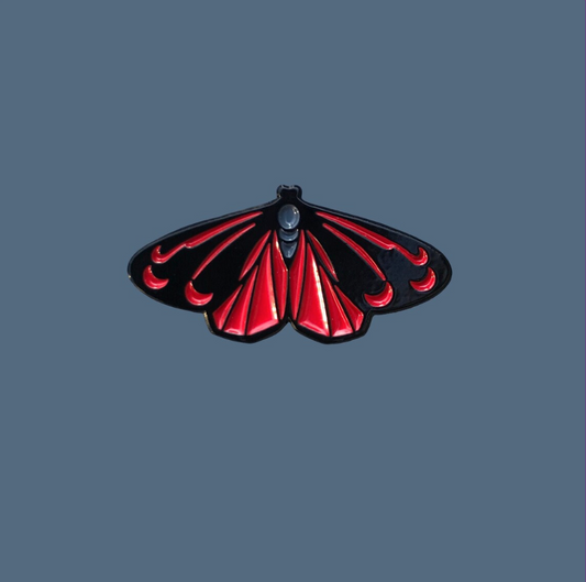 Cinnabar Moth Enamel Pin | Red Poison Moth