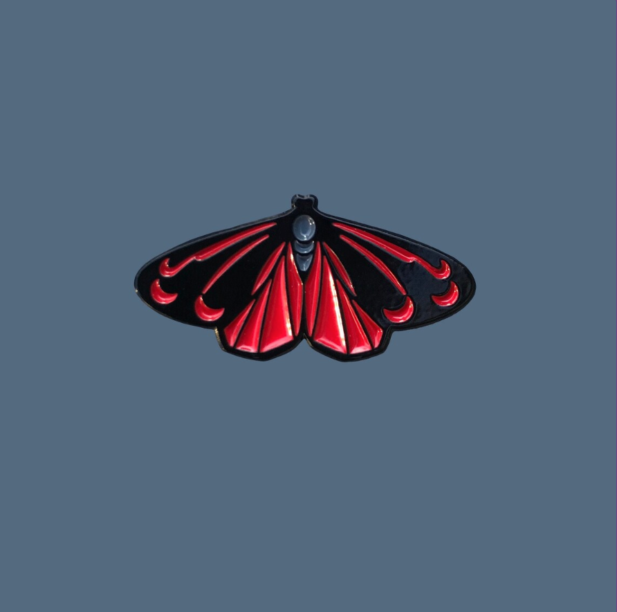 Cinnabar Moth Enamel Pin