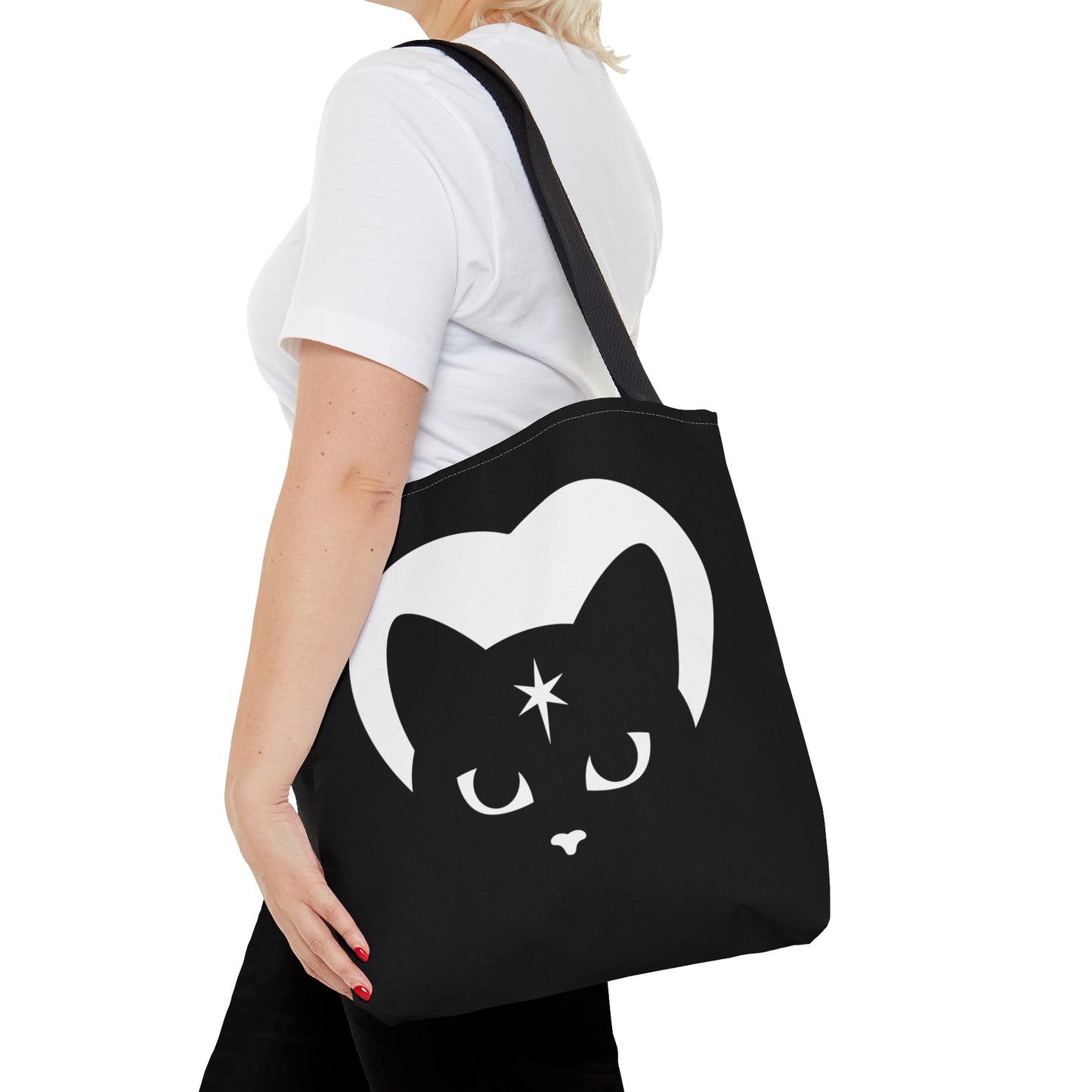 Celestial Cat Tote Bag | Medium | Midnight Black