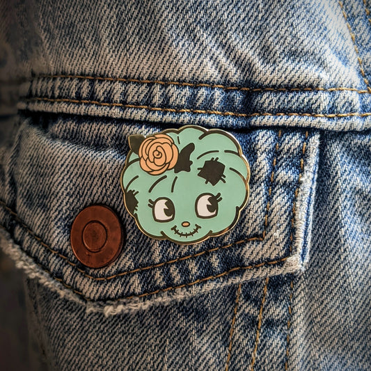 Briar Jarrahdale Pumpkin | Pink Rose | Haunted Dolly Hard Enamel Glow Pin