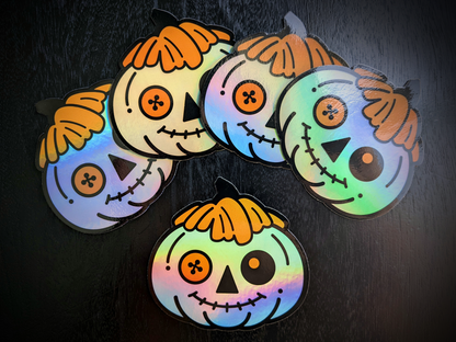 Button Holographic Pumpkin Scarecrow Rag Doll Sticker