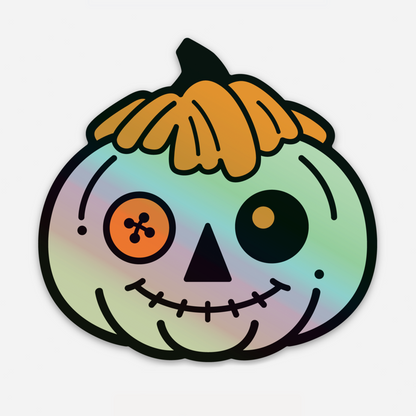 Button Holographic Pumpkin Scarecrow Rag Doll Sticker