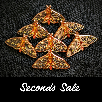 SECONDS SALE Regal Moth Enamel Pin Polished Copper | Ingwaz Rune